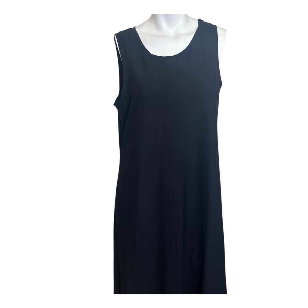 Eileen Fisher Black Sleeveless Stretch Jersey A-Line Midi Dress Women's L - Picture 3 of 10